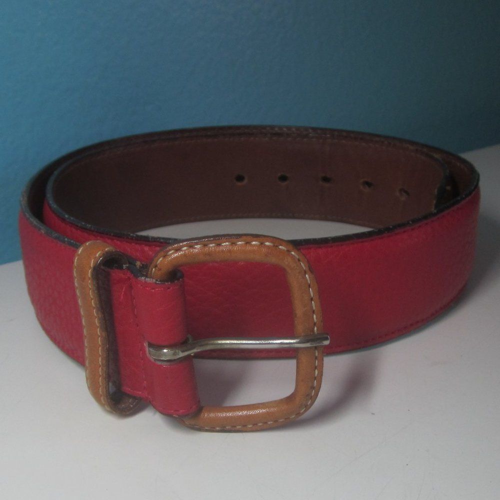 Dooney & Bourke Womens Vintage Red Leather Belt Size 30 28- 30" Waist 1.5" Wide